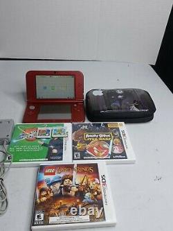 New Nintendo 3DS XL Metallic Red Bundle CASE/CHARGER/GAMES Very good Condition