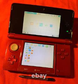 Nintendo 3DS Flame Red Console Good Condition! Tested -with Stylus Only- USA
