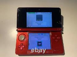 Nintendo 3DS Flame Red With 8GB SD Card Charger Stylus Tested Good Condition