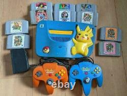 Nintendo 64 N64 Pikachu Edition Console Very Good Condition with Lot 10 Games JP
