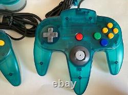 Nintendo 64 N64 console 2 controller Ice Blue tested working Very Good Condition