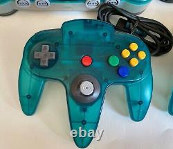Nintendo 64 N64 console 2 controller Ice Blue tested working Very Good Condition