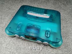Nintendo N64 Clear Blue console with Choice OEM controller Used Good Condition