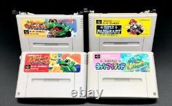 Nintendo Super Famicom Console 2xController 4xGame Soft Good Condition #070