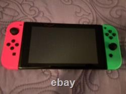Nintendo Switch 256GB SD Card Pink/Green Handheld Console Good Condition wifi