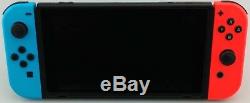 Nintendo Switch 32GB Gray Console Neon Red / Neon Blue Joy Con Good Shape