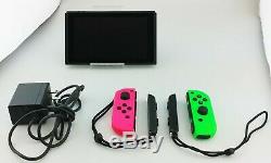 Nintendo Switch 32GB Gray Console With Green/Pink Joy-Cons Good Shape