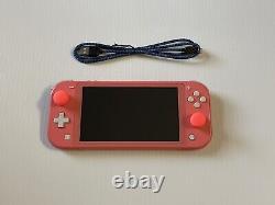 Nintendo Switch Lite Coral Pink with Charging Cable Tested Very Good Condition