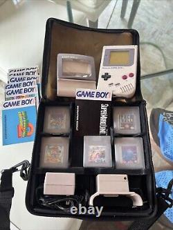 Original Nintendo GameBoy DMG-01 Console Carry Case Games Light Good Condition