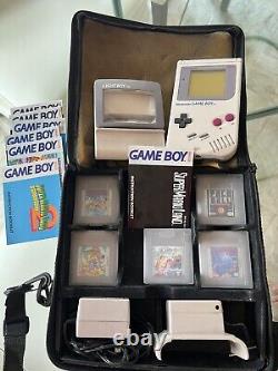 Original Nintendo GameBoy DMG-01 Console Carry Case Games Light Good Condition
