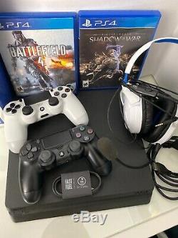 PS4 1TB Jet Black Console With 2 Remotes, HEADSET And Cables. (good Condition)