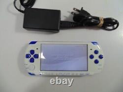 PSP 3000 White and Blue Rare Good Condition WithCharger New Battery Tested