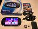 Playstation Ps Vita-1001 Oled Black 3.68 Fw Good Condition In Box Game And 4gb