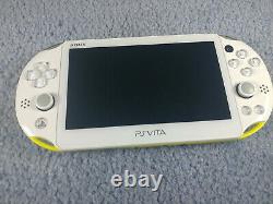 PlayStation PS Vita Slim LCD 2000 White Lime Yellow 3.60 FW Good Condition 256GB