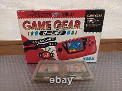 Sega Game GEAR RED Console Japan GOOD CONDITION + 2 GAMES READ DESC