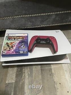 Sony PS5 Disc Edition Console Good Condition With Game And Cosmic Red Controller