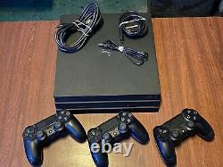 Sony PlayStation 4 Pro Console Jet Black 1TB with 3 Controllers Good Condition