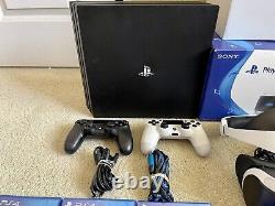 Sony PlayStation 4 Pro/VR Consoles 2 Controllers 12 Games, HDMI Good Conditions