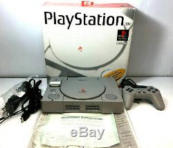 Sony Playstation 1 Video Game System Console Complete in Box PS1 RED GOOD Shape