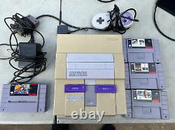 Super Nintendo SNES Console Bundle with 4 Games Good Working Condition Tested