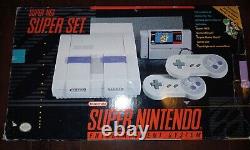 Super Nintendo SNES Super Set Console Complete CIB Good Condition with Mario RARE