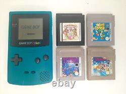 Teal Blue Nintendo Game Boy Color Console Good Condition + 4 Games WORKING