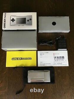 Argent Console Gameboy Micro Nintendo Japon Très Bon État Boxed Gbm-03