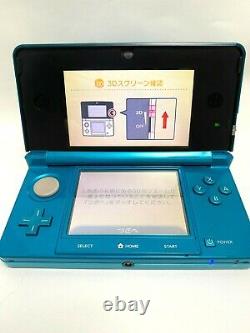 Nintendo 3ds Aqua Blue Console Corporelle D'occasion / En Bon État / Japan Game
