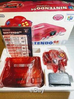 Nintendo 64 Console Boxed Effacer Rouge Très Bon État Matching Série