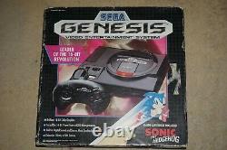 Sega Genesis Modèle 1 Console De Système Complete Dans La Boîte #254 Avec Une Bonne Forme Sonique