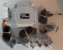 Sony Playstation Ps One Console Mini Blanc Avec Écran De Bonne Forme Testé Fonctionne